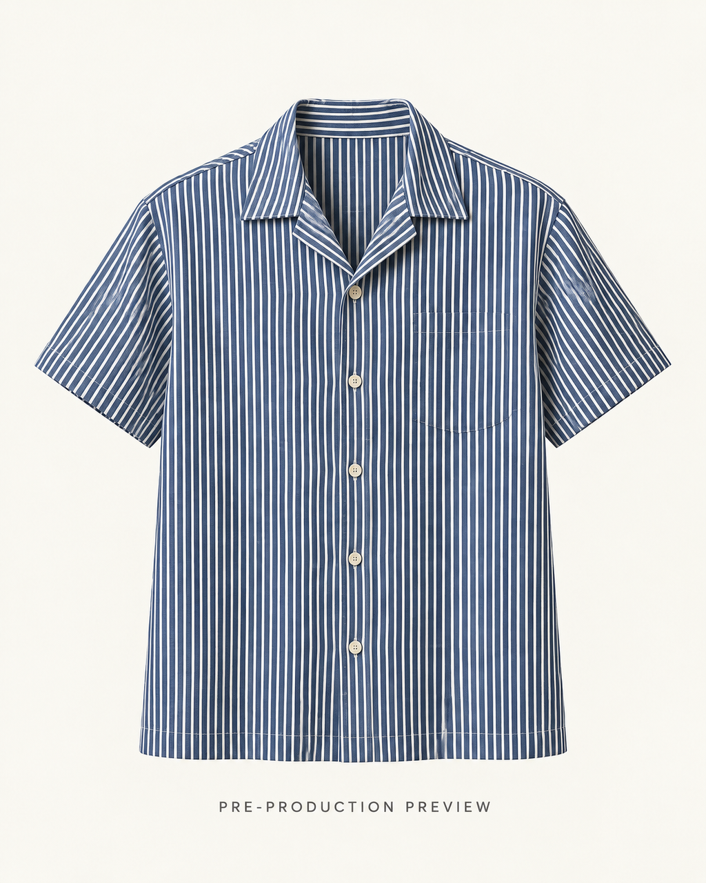 Generated pre-production front preview of Fine stripe camp shirt.