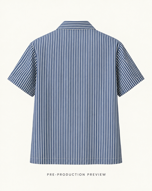 Generated pre-production back preview of Fine stripe camp shirt.
