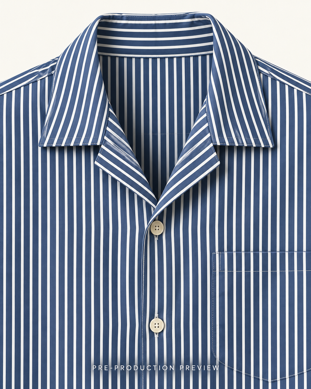 Generated pre-production artwork detail preview of Fine stripe camp shirt.