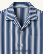 Generated pre-production artwork detail preview of Fine stripe camp shirt.