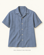 Generated pre-production flat lay preview of Fine stripe camp shirt.