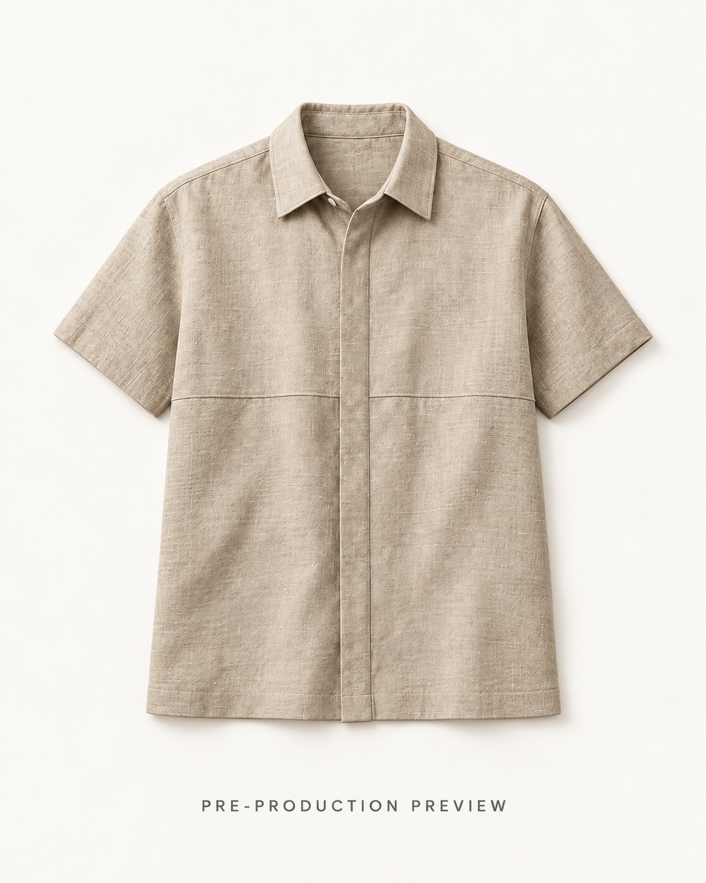 Generated pre-production flat lay preview of Stone textured shirt.