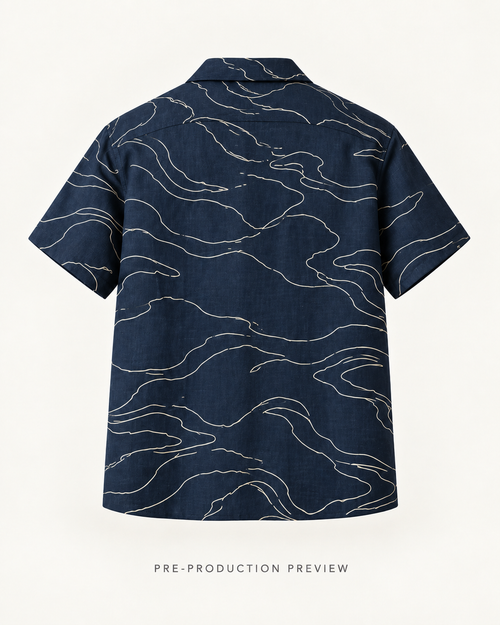Generated pre-production back preview of Tidal contour shirt.
