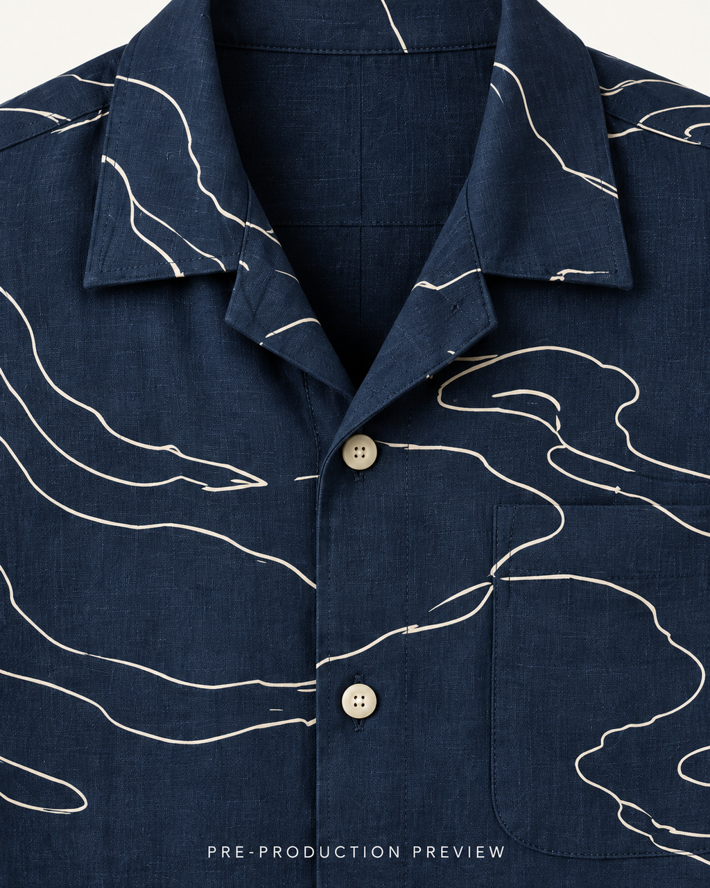 Generated pre-production artwork detail preview of Tidal contour shirt.