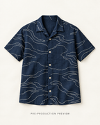 Generated pre-production flat lay preview of Tidal contour shirt.