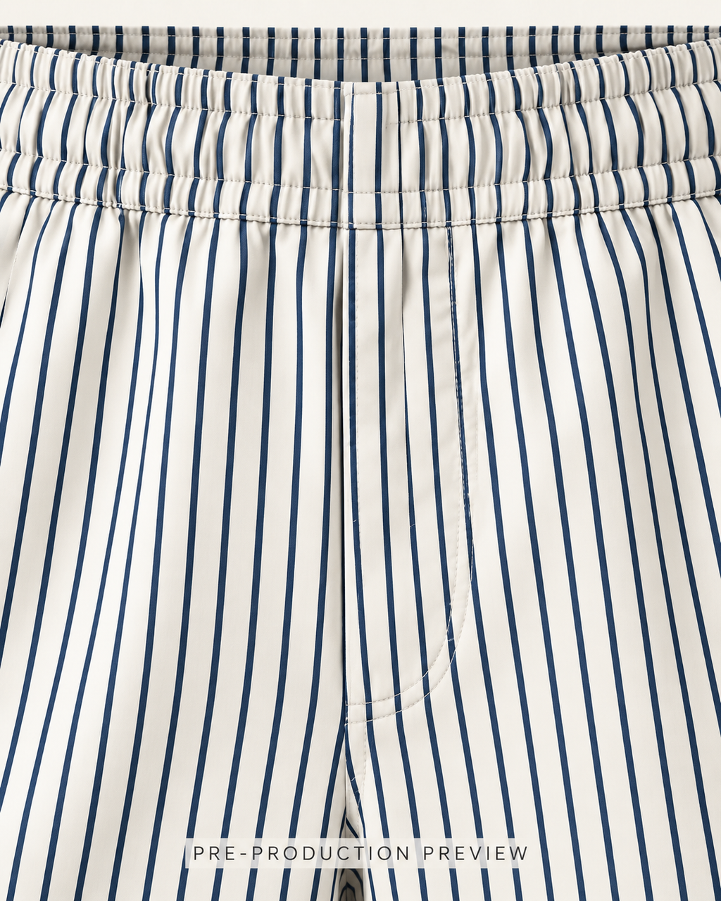 Generated pre-production artwork detail preview of Fine stripe pull-on shorts.