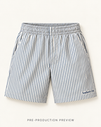 Generated pre-production flat lay preview of Fine stripe pull-on shorts.