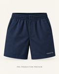 Generated pre-production front preview of Navy everyday shorts.