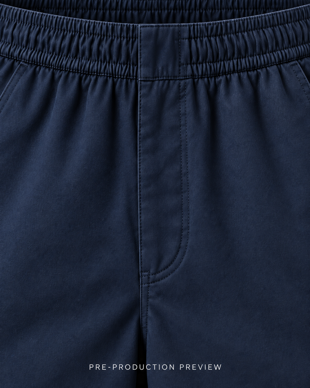 Generated pre-production artwork detail preview of Navy everyday shorts.
