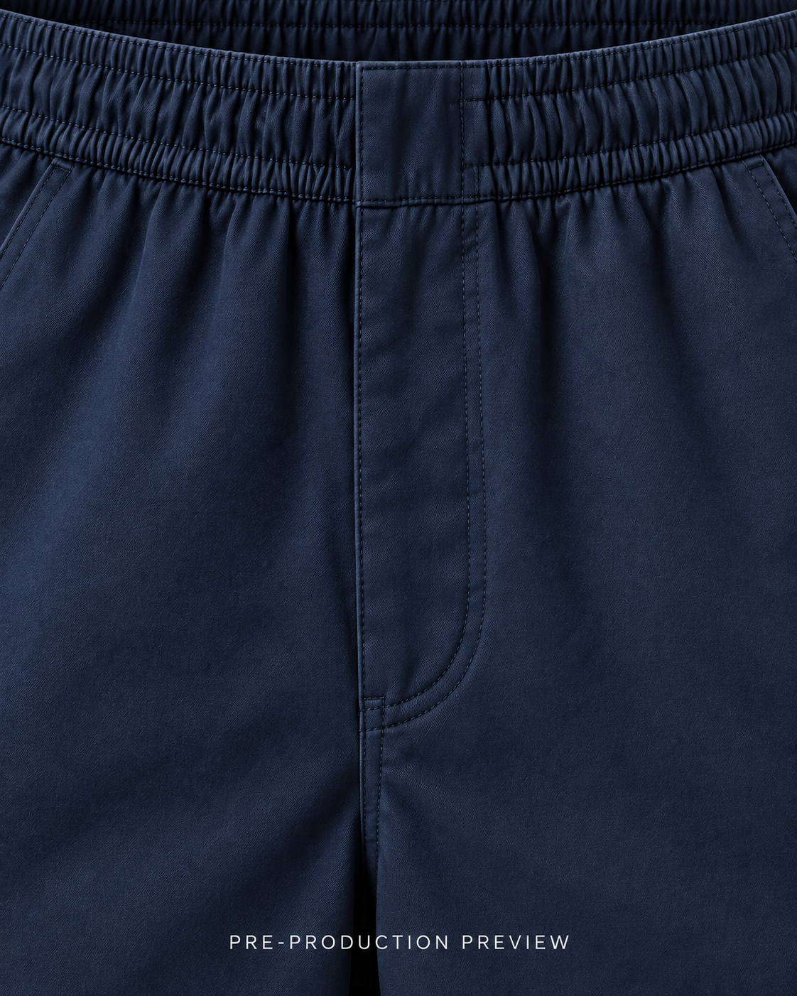 Generated pre-production artwork detail preview of Navy everyday shorts.