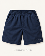 Generated pre-production flat lay preview of Navy everyday shorts.