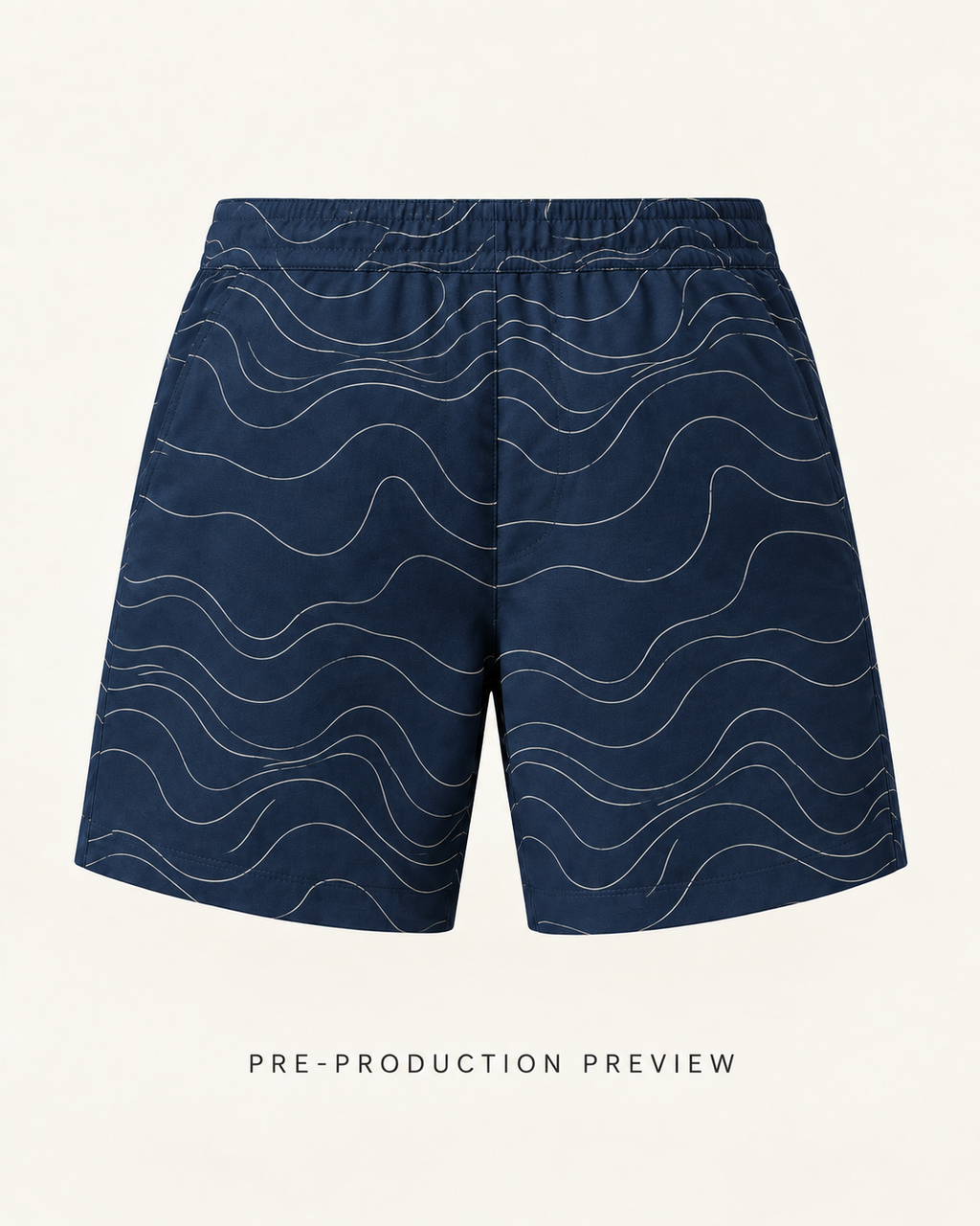 Generated pre-production back preview of Tidal contour shorts.