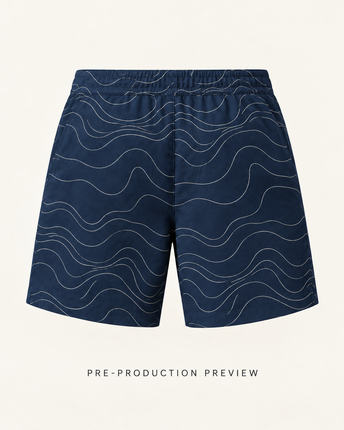 Generated pre-production back preview of Tidal contour shorts.