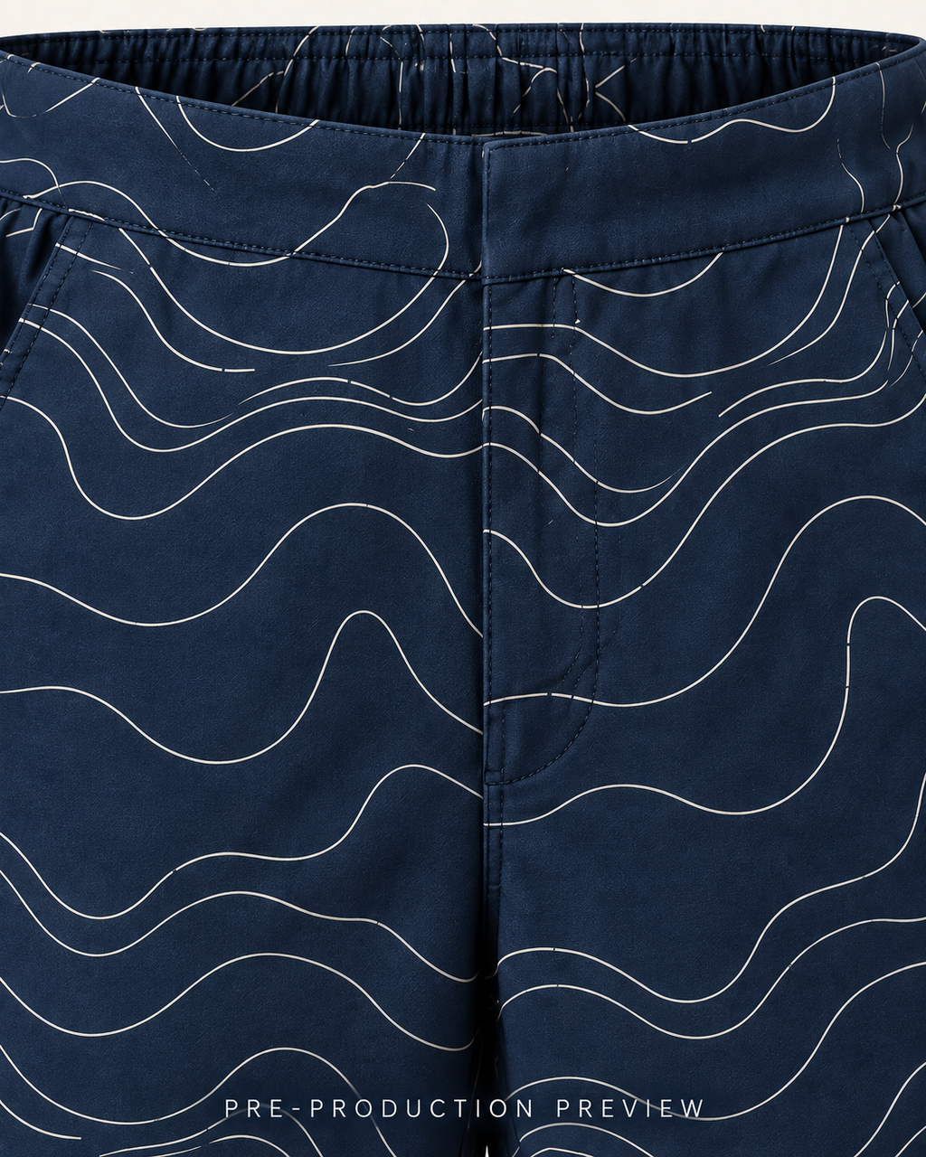 Generated pre-production artwork detail preview of Tidal contour shorts.