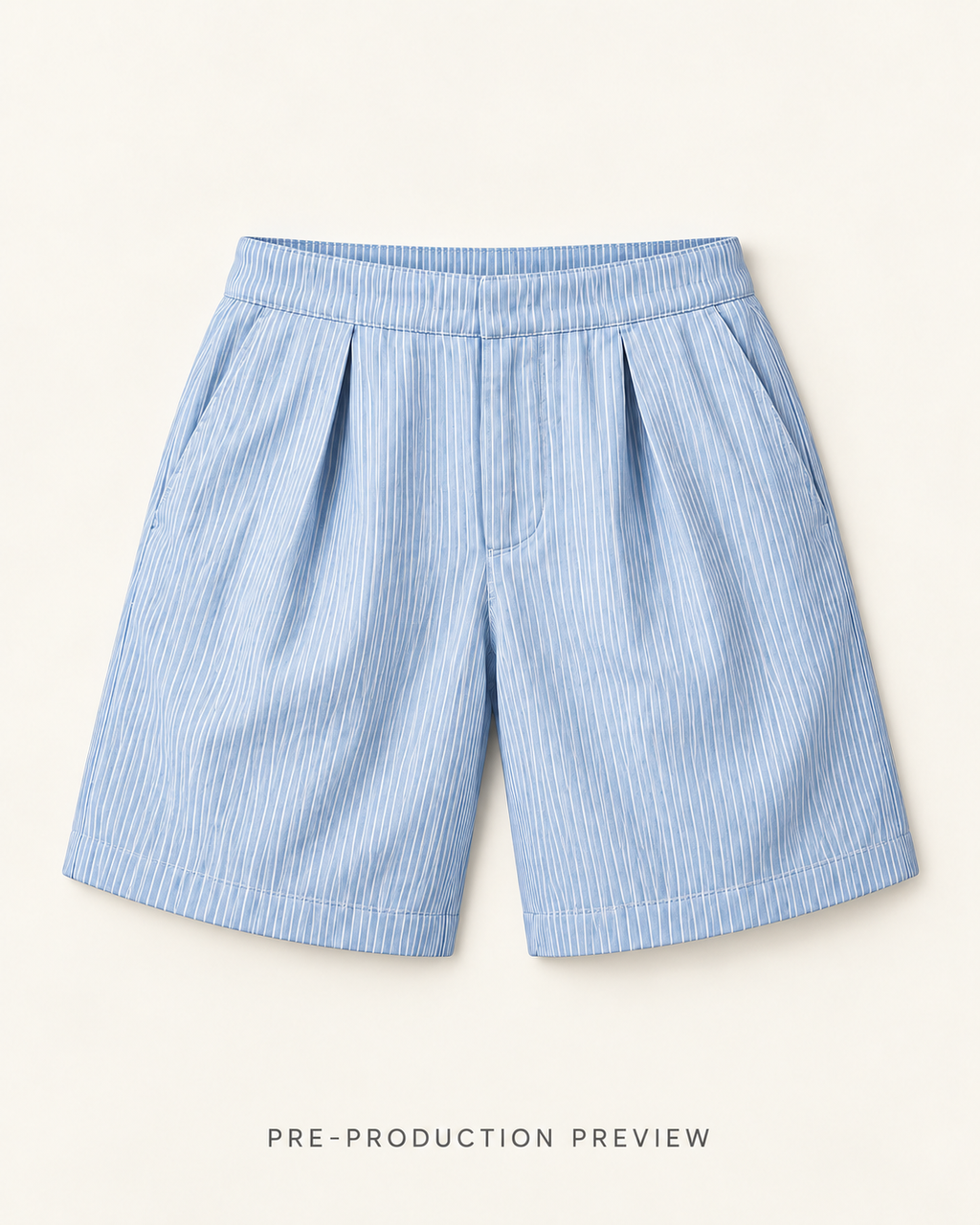Generated pre-production flat lay preview of Pencil stripe shorts.