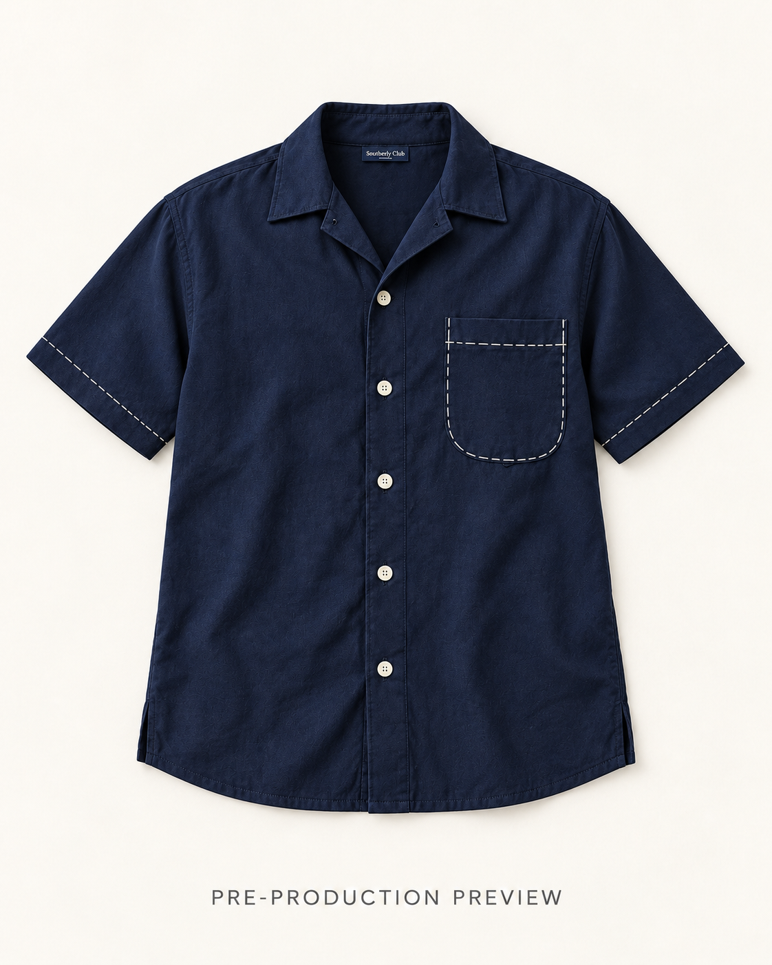 Generated pre-production flat lay preview of Contrast-stitch work shirt.