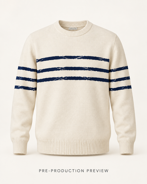 Generated pre-production front preview of Broken stripe crew jumper.
