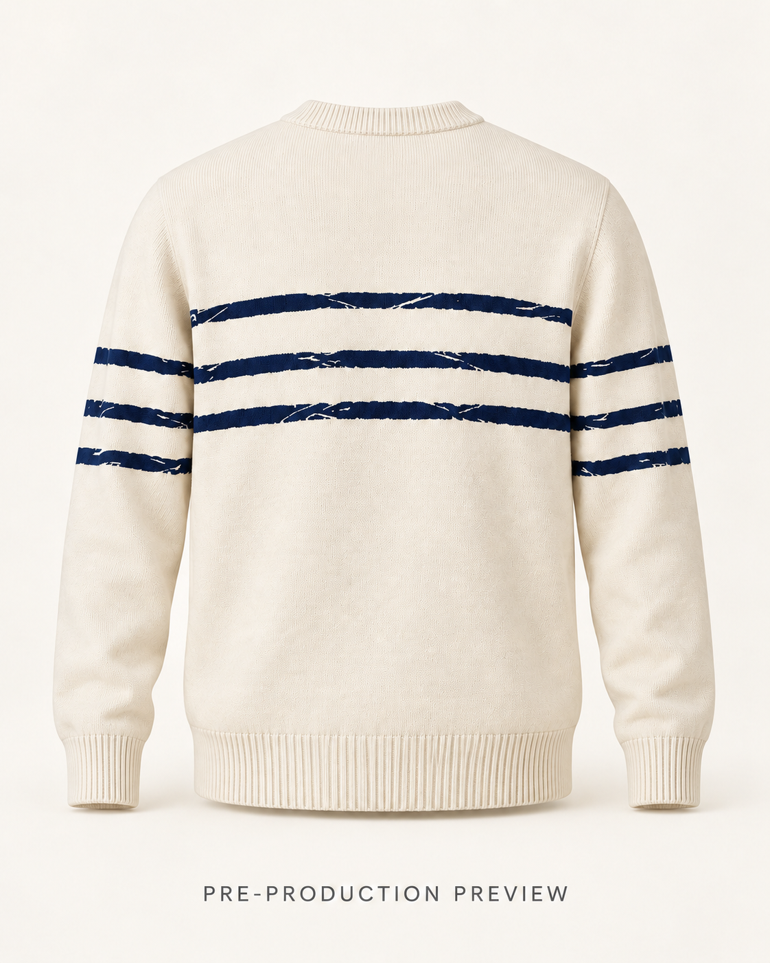 Generated pre-production back preview of Broken stripe crew jumper.