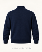 Generated pre-production back preview of Navy quarter-zip jumper.