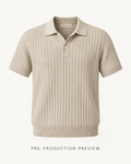 Generated pre-production front preview of Stone rib knit polo.