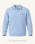 Generated pre-production front preview of Blue long-sleeve polo.