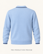 Generated pre-production back preview of Blue long-sleeve polo.