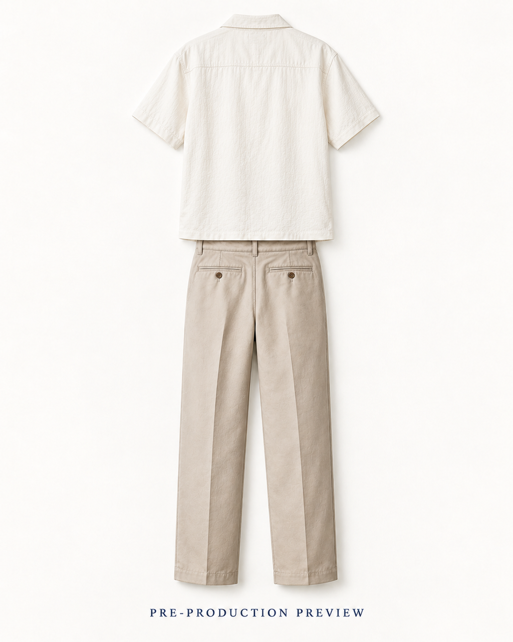 Generated pre-production back preview of Stone pleat trousers.
