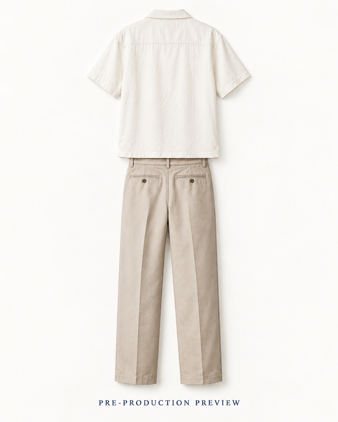 Generated pre-production back preview of Stone pleat trousers.