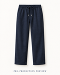 Generated pre-production front preview of Navy drawcord trousers.
