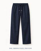 Generated pre-production front preview of Navy drawcord trousers.