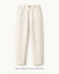 Generated pre-production front preview of Chalk patch-pocket trousers.