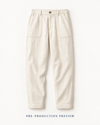 Generated pre-production flat lay preview of Chalk patch-pocket trousers.