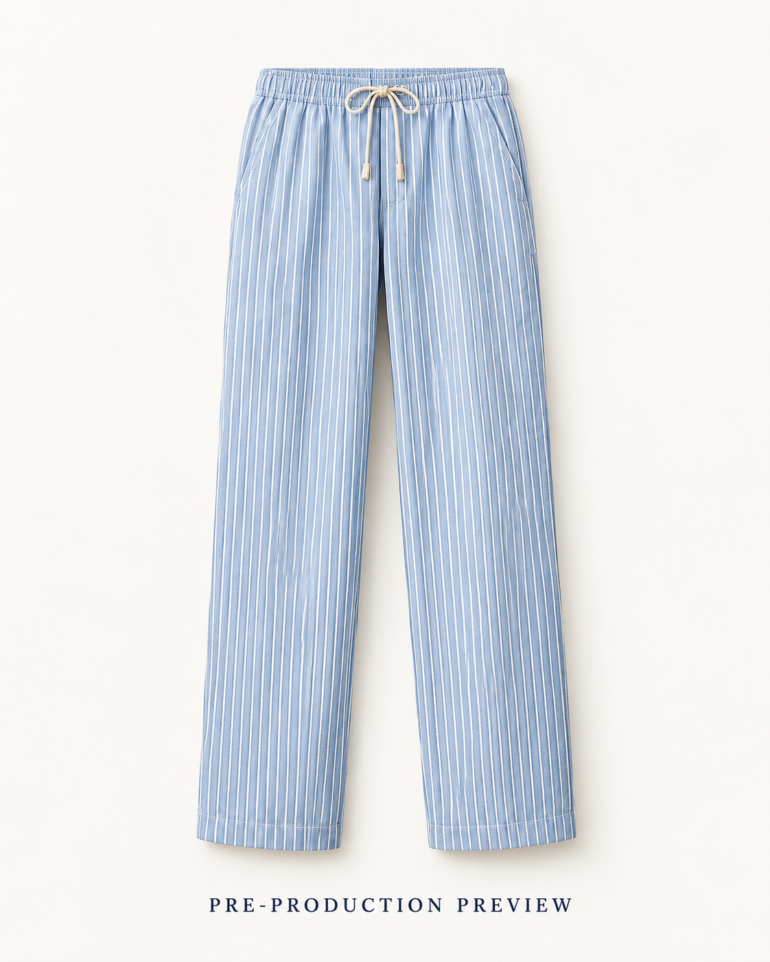 Generated pre-production front preview of Blue stripe trousers.