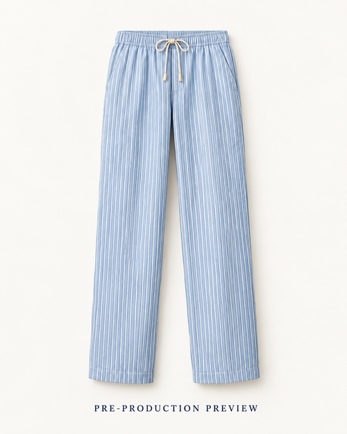 Generated pre-production front preview of Blue stripe trousers.