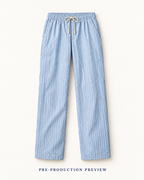 Generated pre-production flat lay preview of Blue stripe trousers.