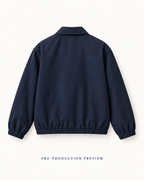 Generated pre-production back preview of Navy zip blouson.