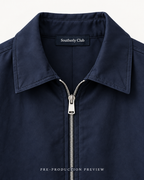Generated pre-production artwork detail preview of Navy zip blouson.