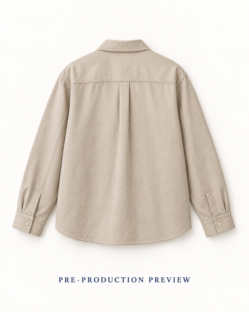 Generated pre-production back preview of Stone pocket overshirt.