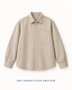 Generated pre-production flat lay preview of Stone pocket overshirt.