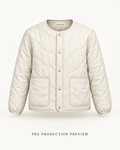 Generated pre-production front preview of Chalk quilted liner.