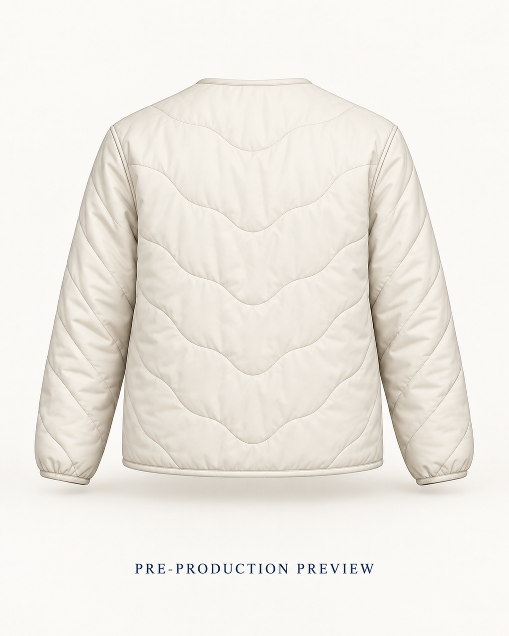 Generated pre-production back preview of Chalk quilted liner.