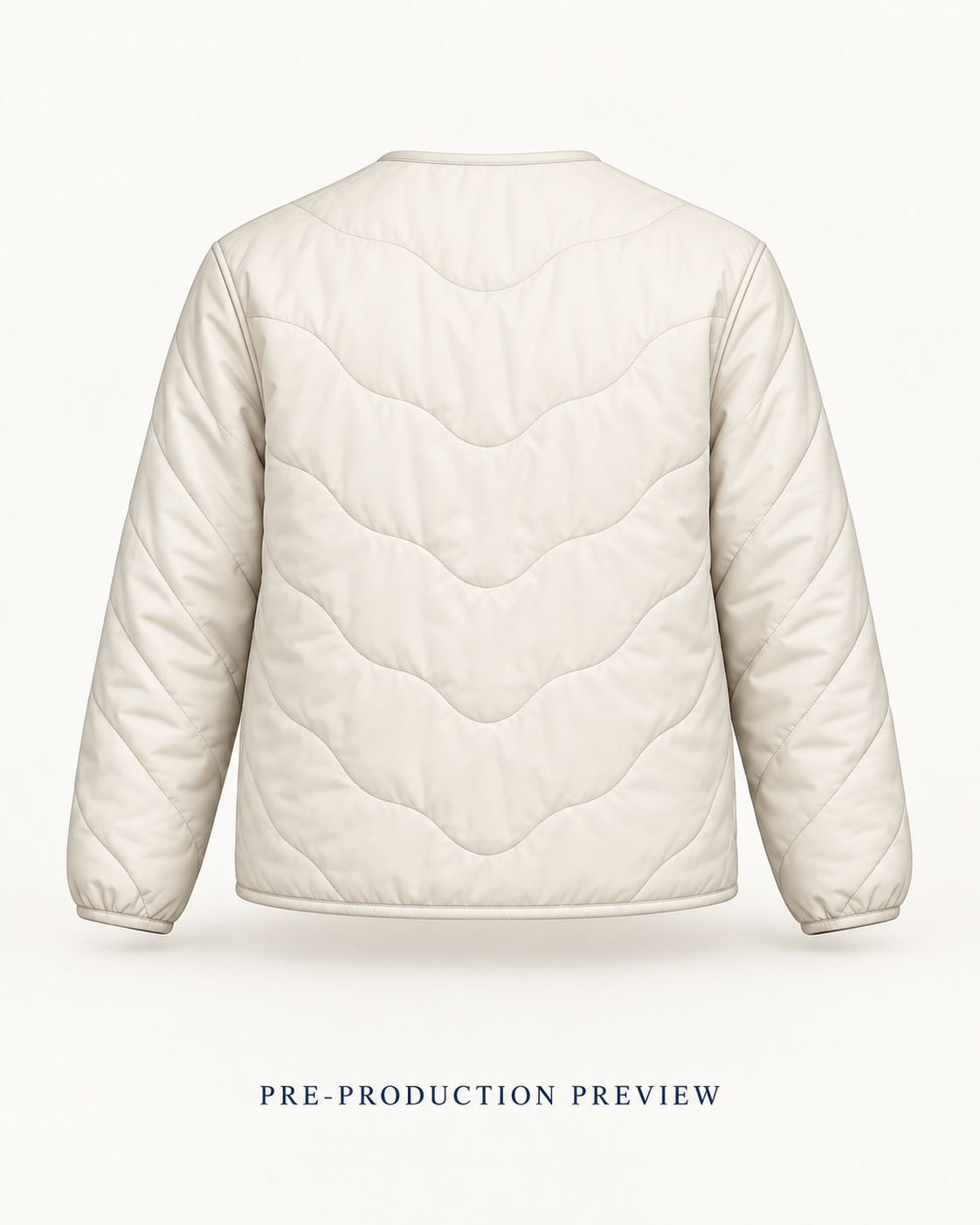 Generated pre-production back preview of Chalk quilted liner.