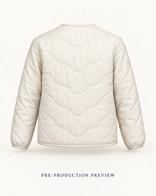 Generated pre-production back preview of Chalk quilted liner.