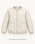 Generated pre-production flat lay preview of Chalk quilted liner.