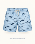 Generated pre-production front preview of Blue ripple swim shorts.