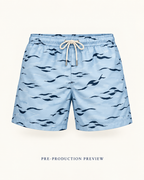 Generated pre-production front preview of Blue ripple swim shorts.