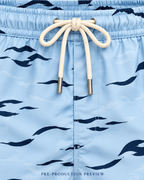 Generated pre-production artwork detail preview of Blue ripple swim shorts.