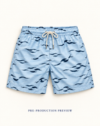 Generated pre-production flat lay preview of Blue ripple swim shorts.