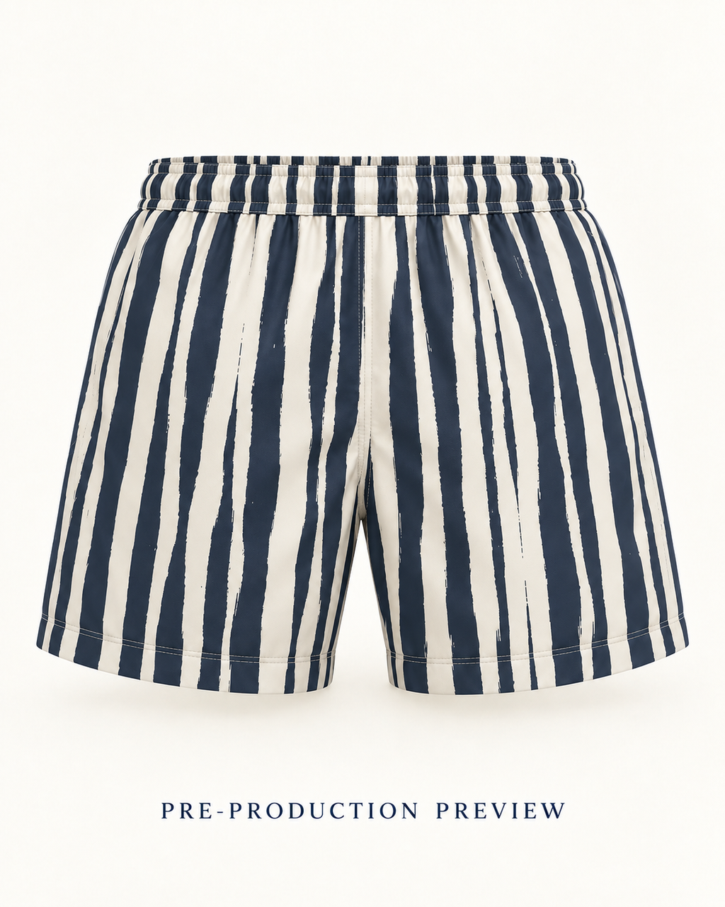Generated pre-production back preview of Broken stripe swim shorts.