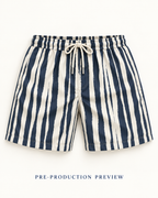 Generated pre-production flat lay preview of Broken stripe swim shorts.